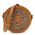 X DISNEY Mini Vintage GG Supreme Monogram Mickey Mouse Round Shoulder Bag Beige Vintage Sun Oil