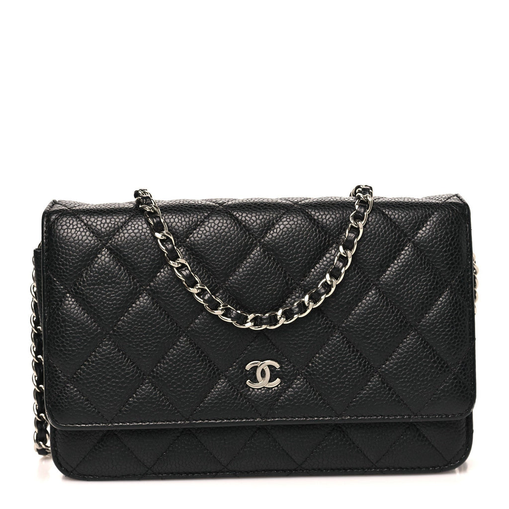 Caviar Quilted Wallet on Chain WOC Black
