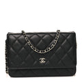 Caviar Quilted Wallet on Chain WOC Black