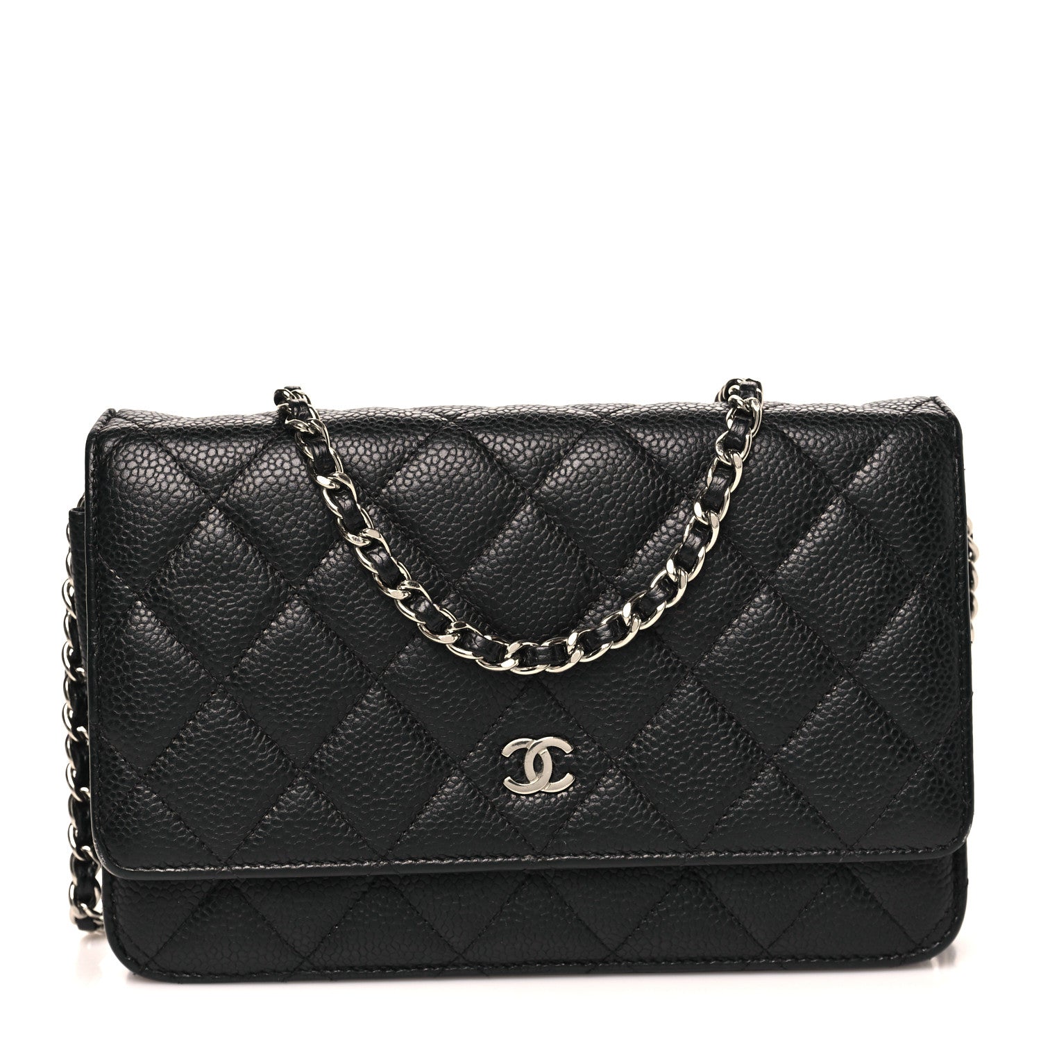 Caviar Quilted Wallet on Chain WOC Black