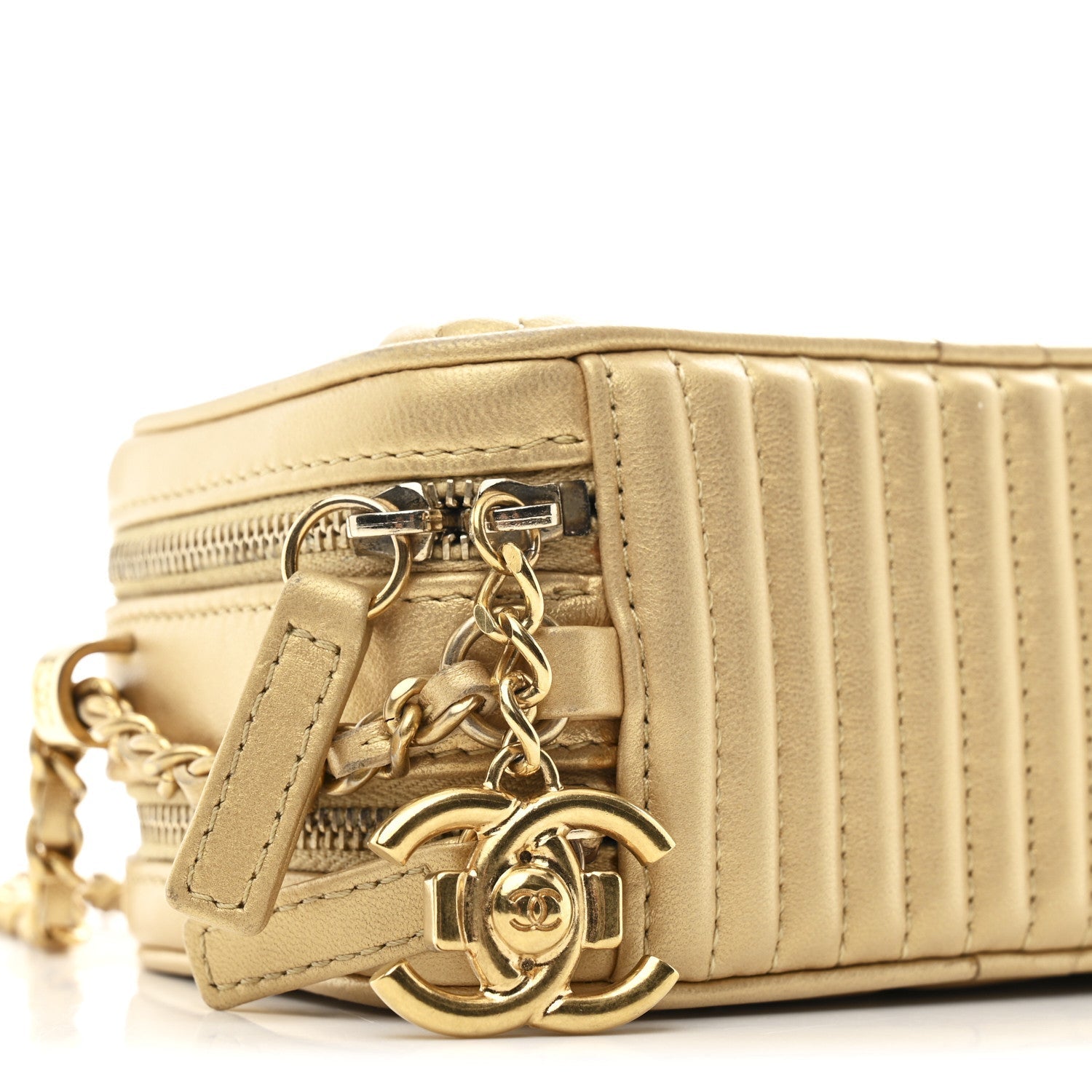 Metallic Lambskin Mini Coco Boy Camera Case Gold