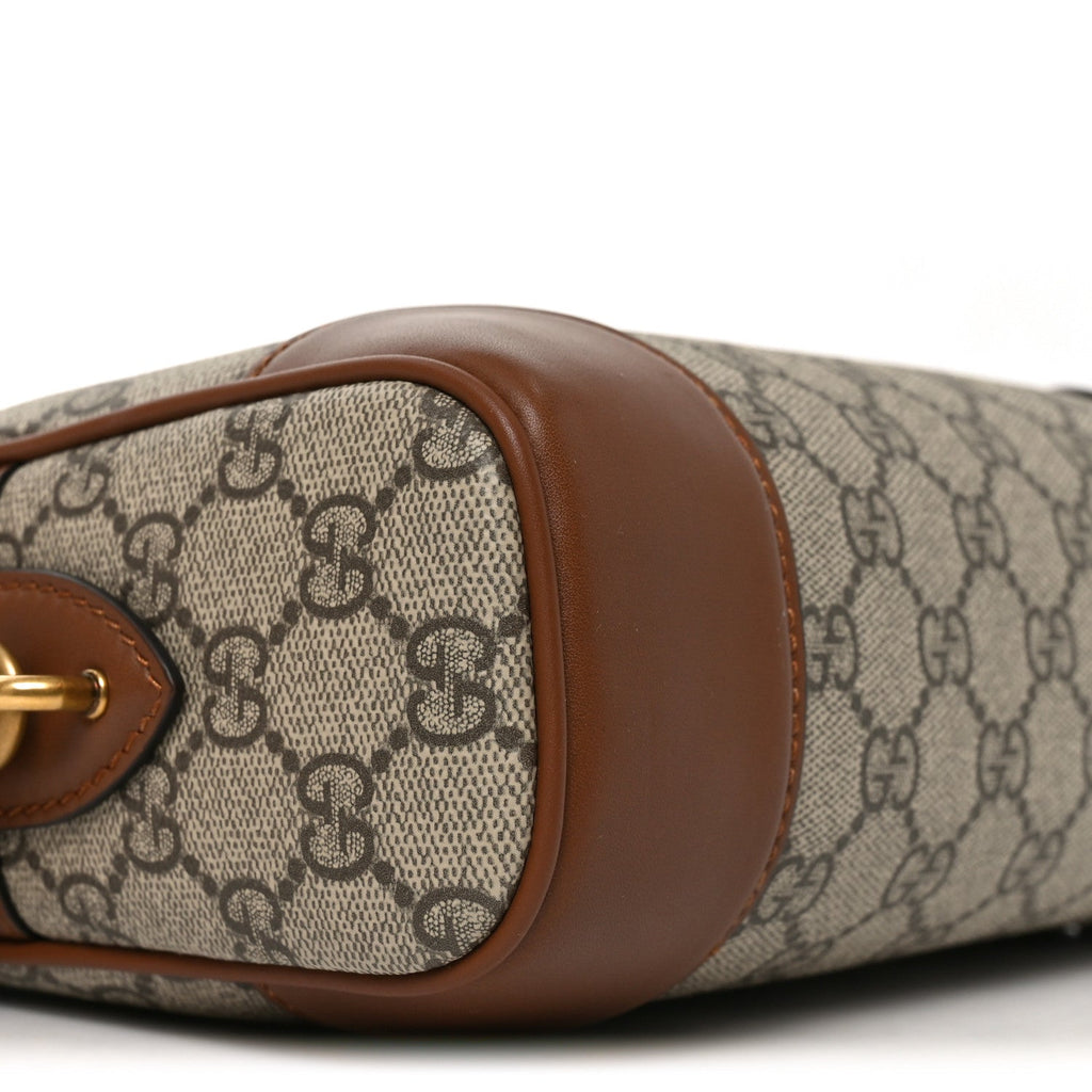 GG Supreme Monogram Textured Calfskin Emblem Small Crossbody Beige Ebony Old Sundial