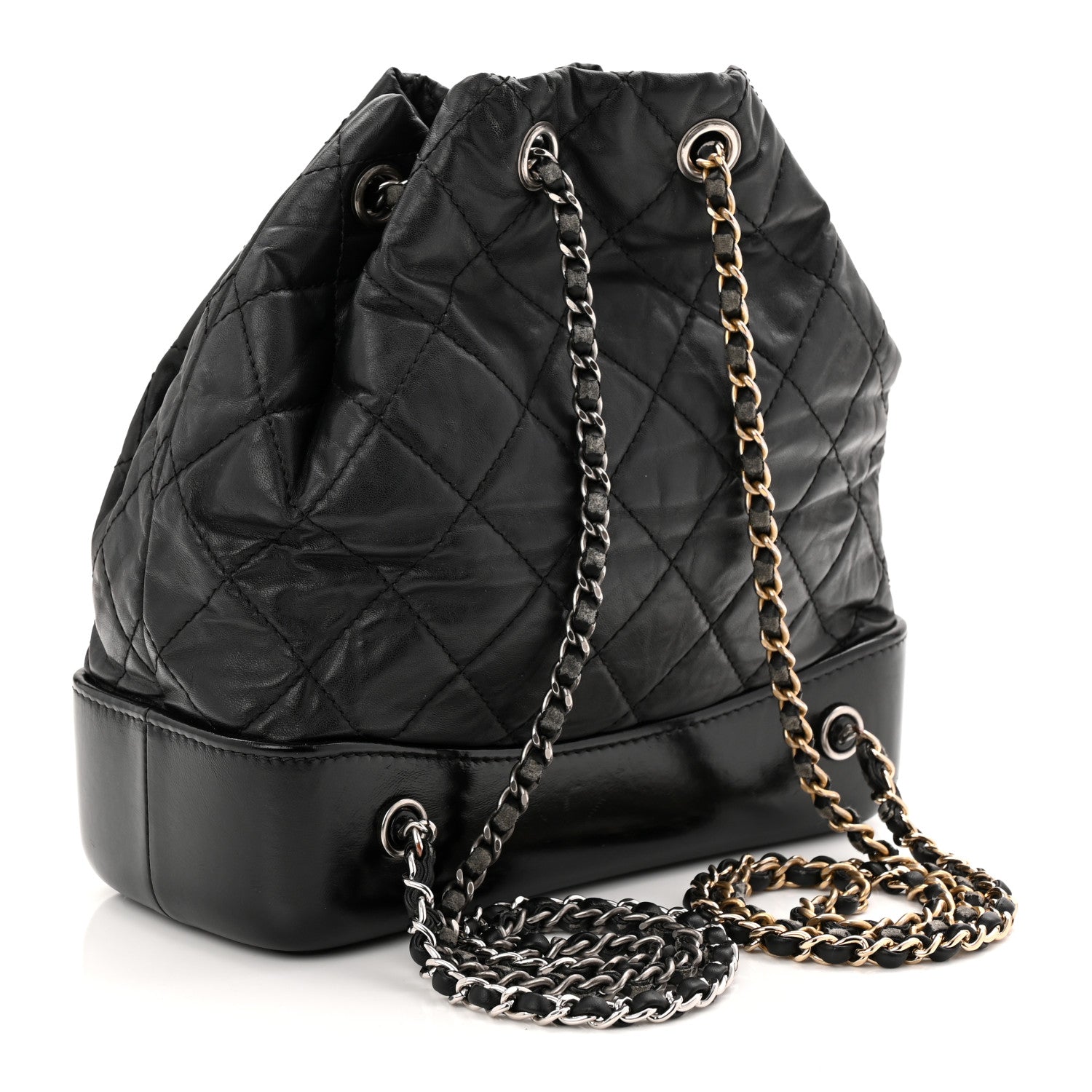 Aged Calfskin Quilted Small Gabrielle Backpack Black