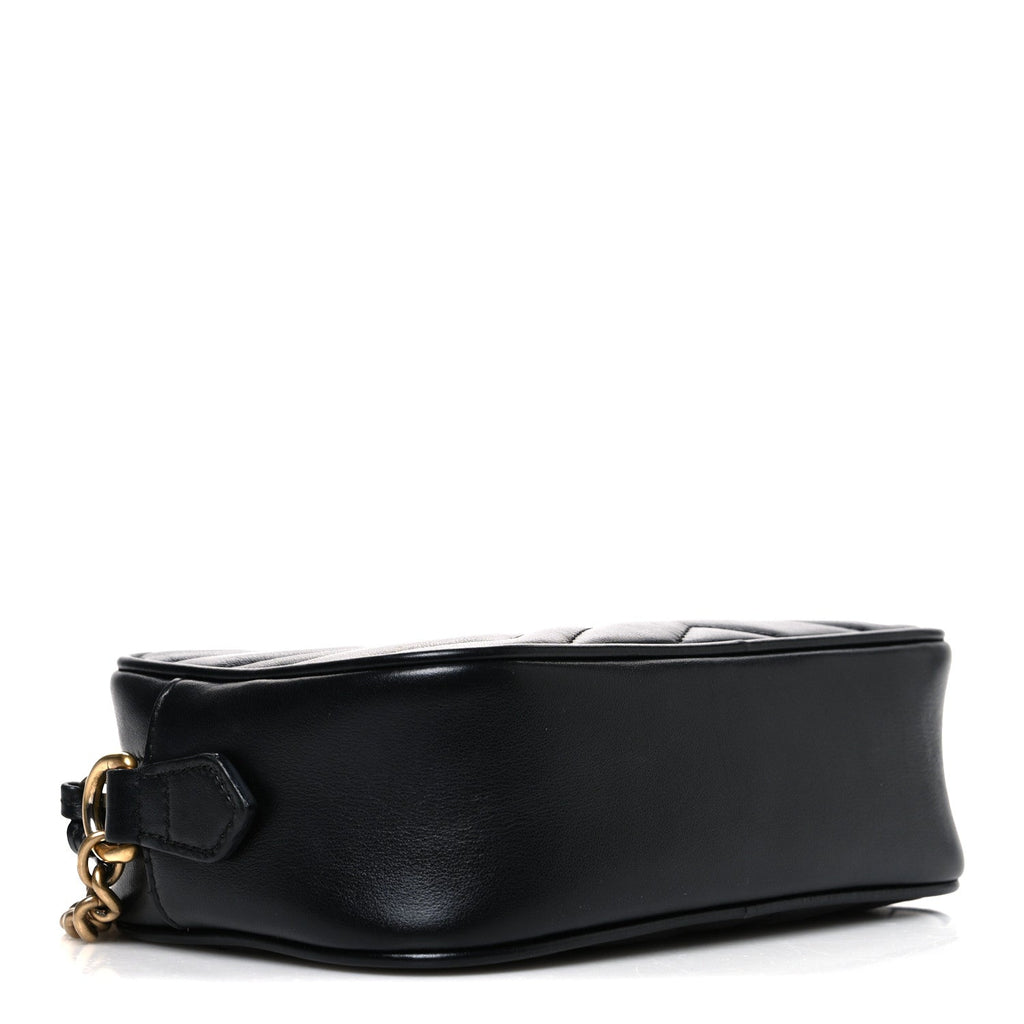 Calfskin Matelasse Mini GG Marmont Chain Shoulder Bag Black