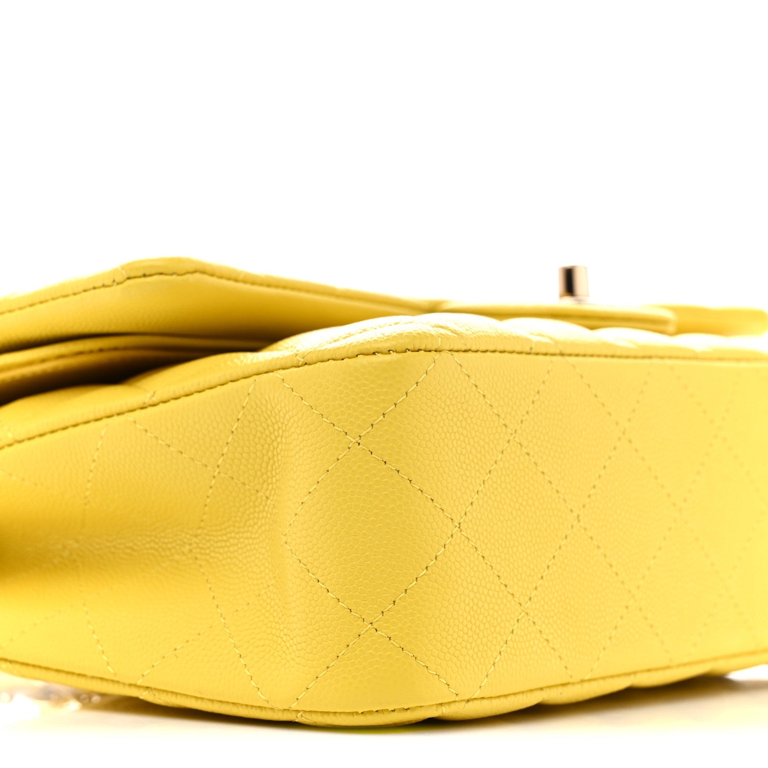 Caviar Quilted Medium Double Flap Yellow