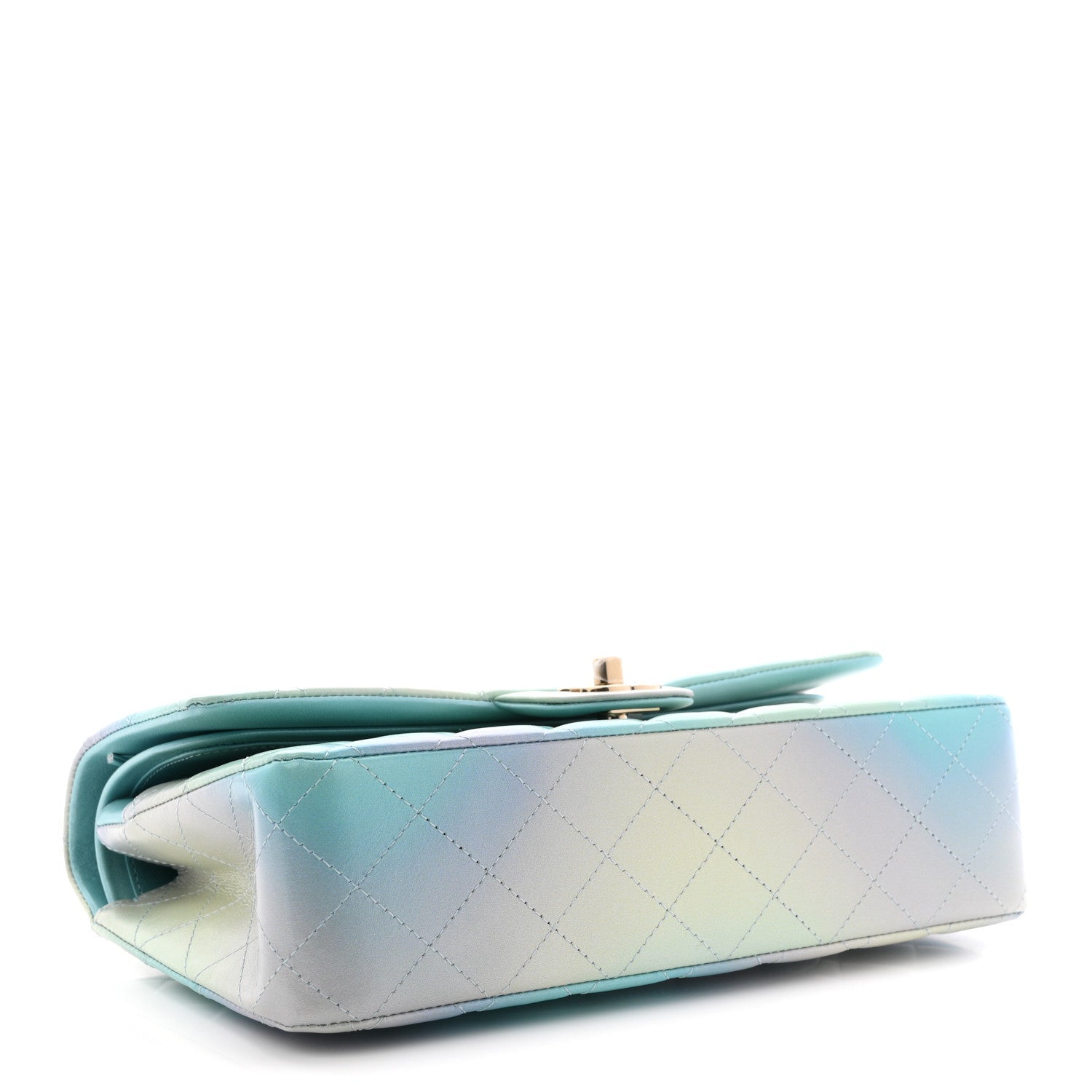 Lambskin Quilted Tie Dye Ombre Medium Double Flap Blue Multicolor