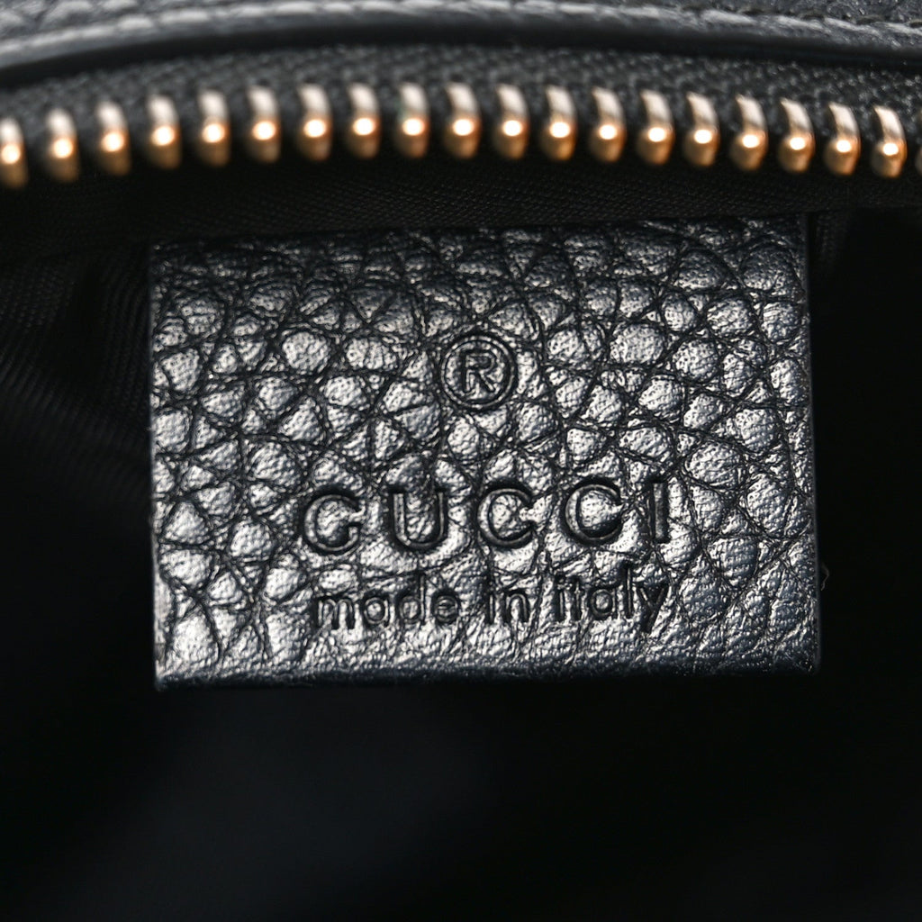 Pebbled Calfskin Small Soho Disco Bag Black