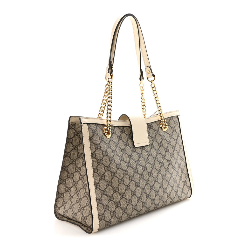 GG Supreme Monogram Medium Padlock Tote White