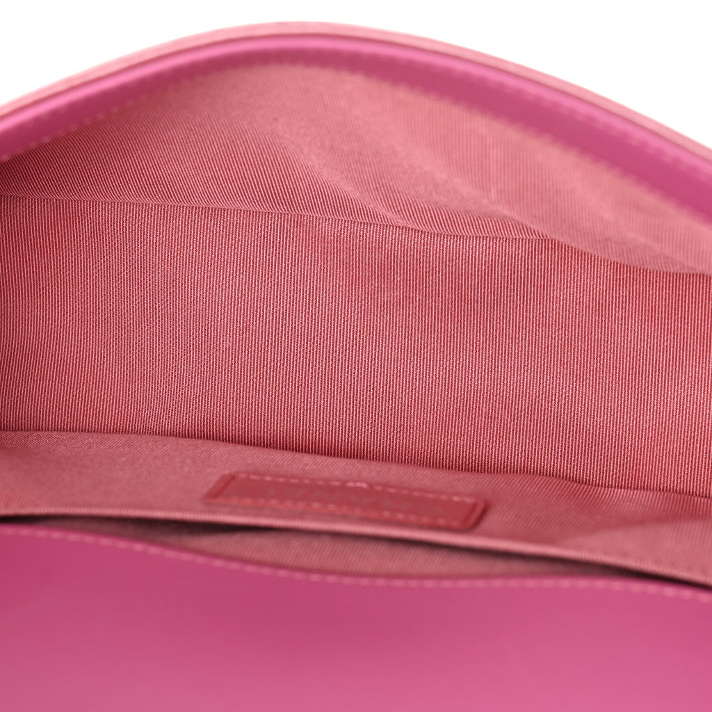 Patent Tweed Medium Boy Flap Fuchsia