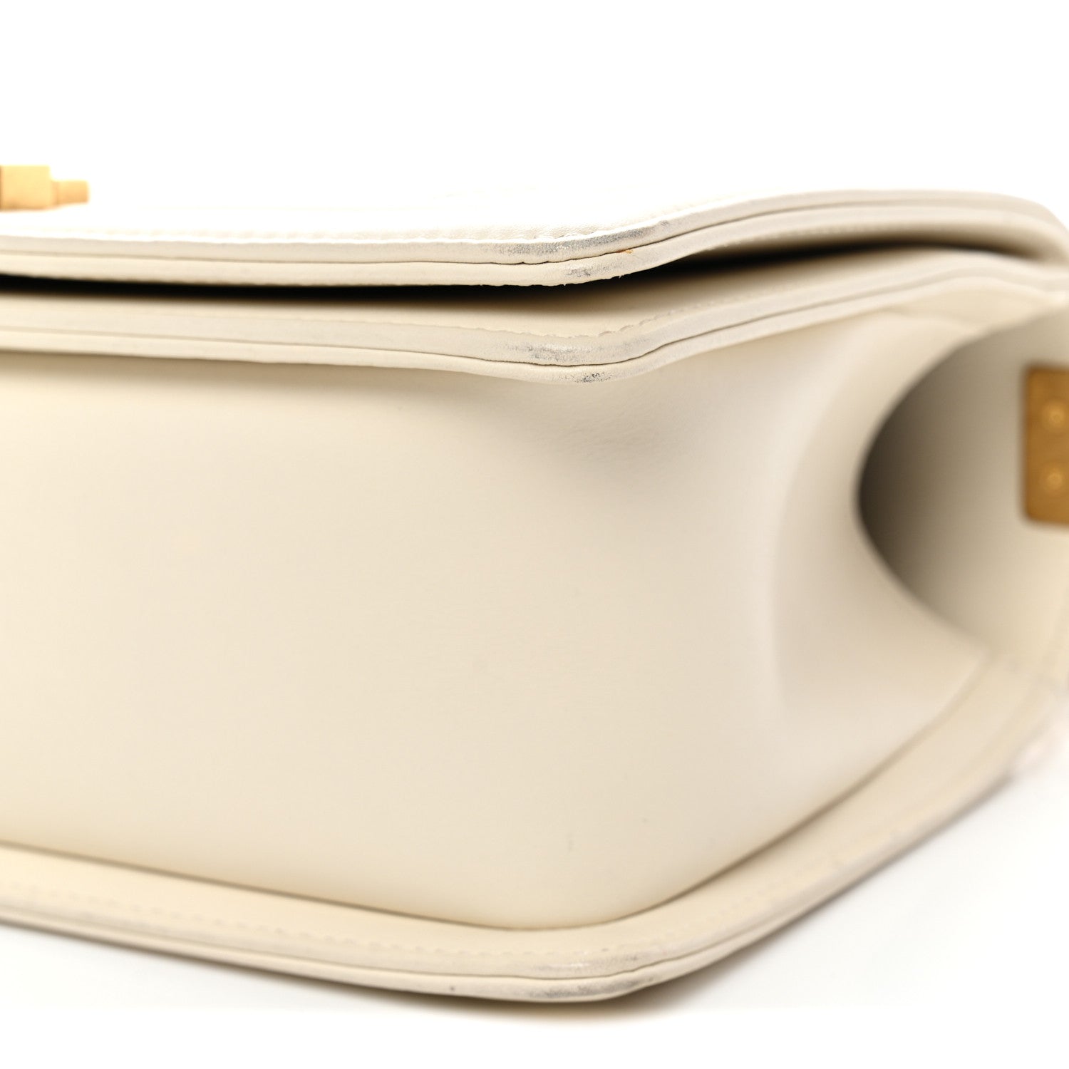 Caviar Suede Calfskin Chevron Medium Boy Flap White
