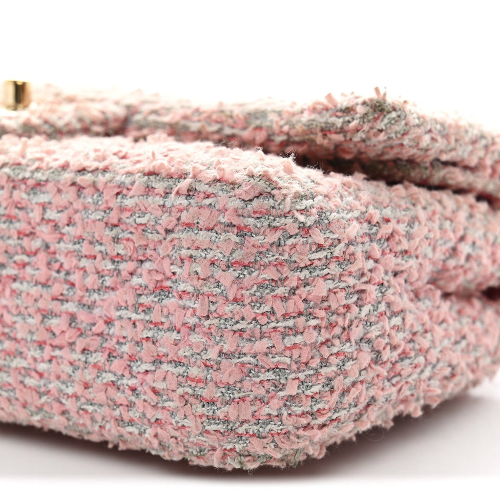 Tweed Medium Double Flap Pink