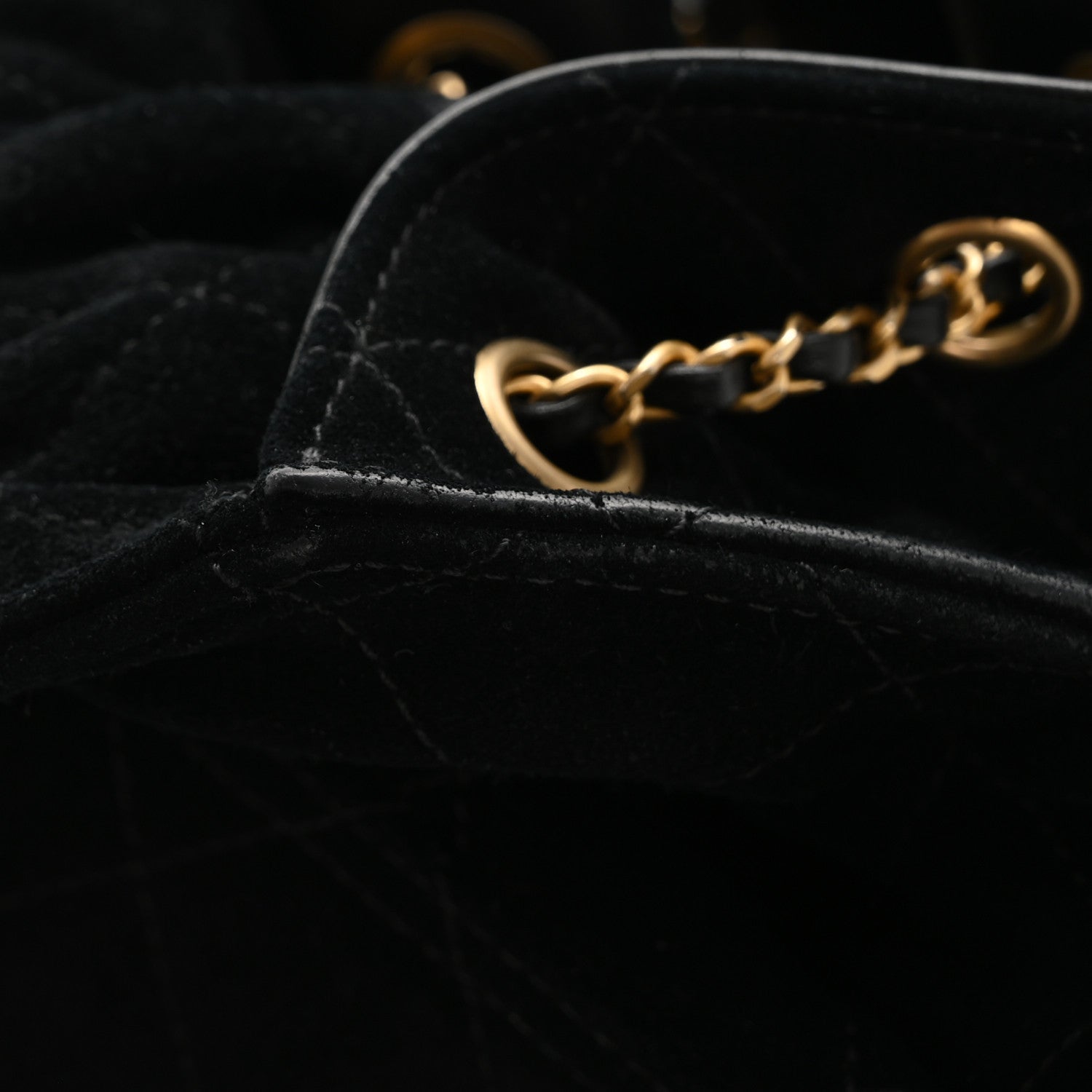 Suede Quilted Medium Chanel 25 Handbag Black