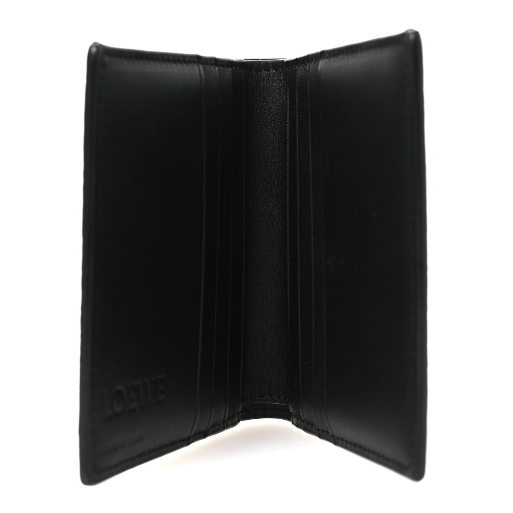 Grained Calfskin Vertical Bi-fold Wallet Black
