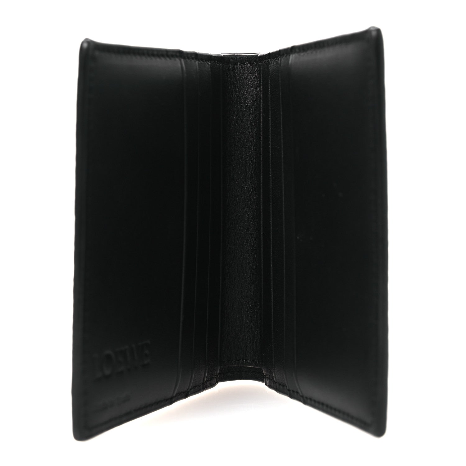 Grained Calfskin Vertical Bi-fold Wallet Black