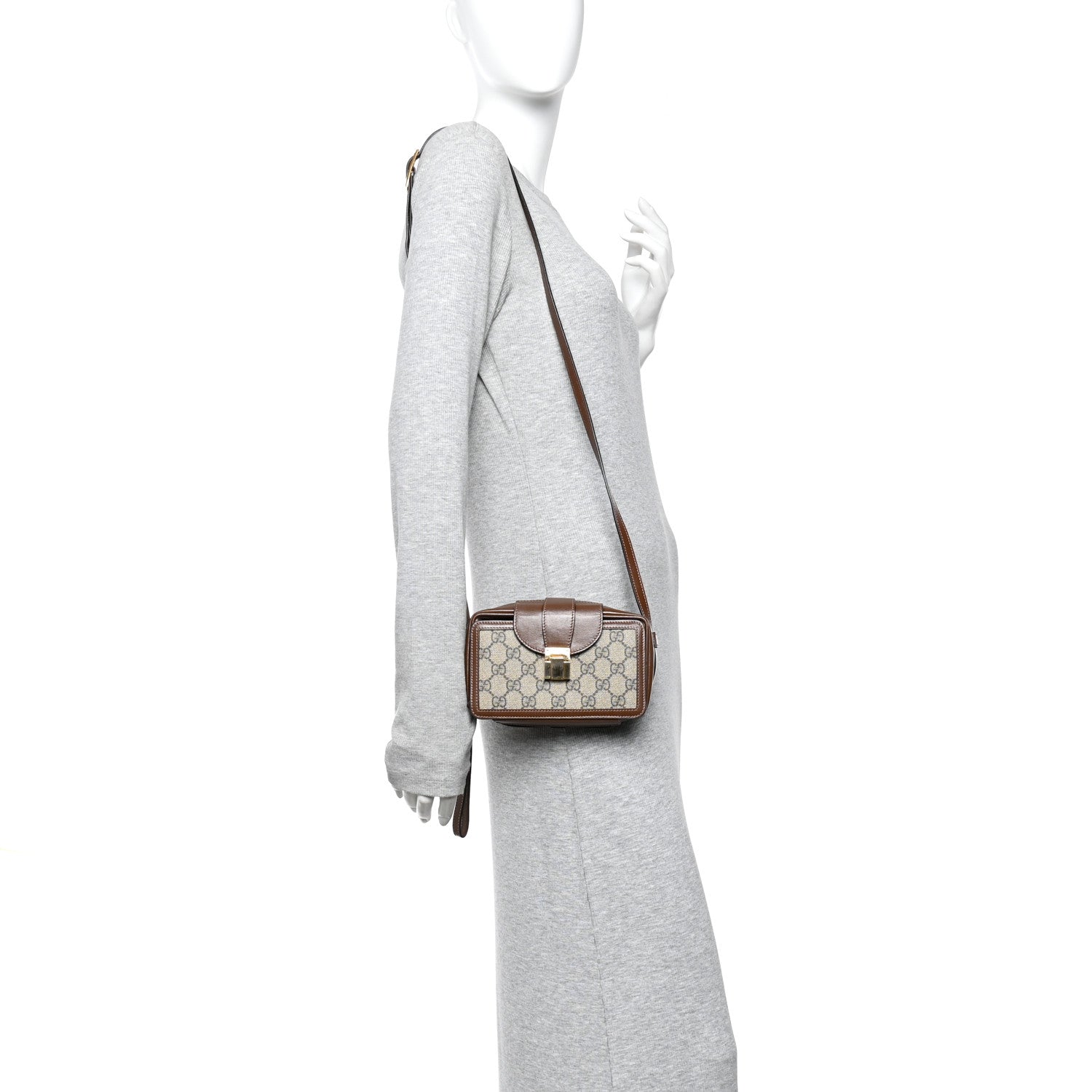 GG Supreme Monogram Mini Clasp Bag Beige Brown