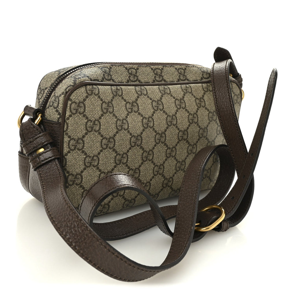 GG Supreme Monogram Textured Dollar Calfskin Web Small Ophidia Convertible Shoulder Bag Beige Ebony New Acero