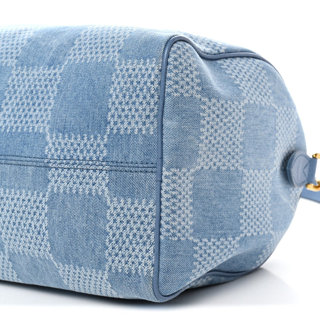 Damier Denim 3D Speedy Bandouliere 30 Denim Blue