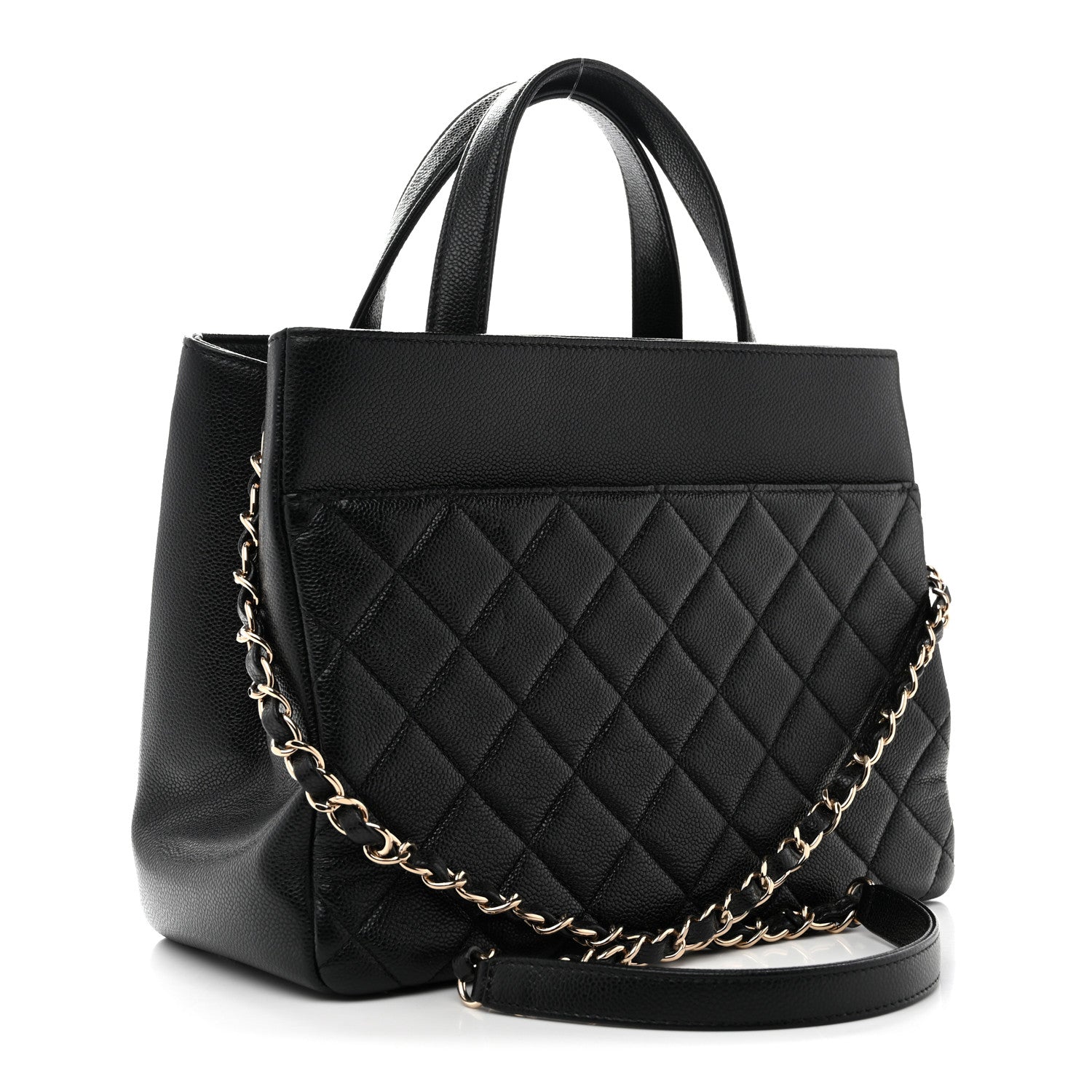 Caviar Quilted Small Business Affinity Shopping Bag Black