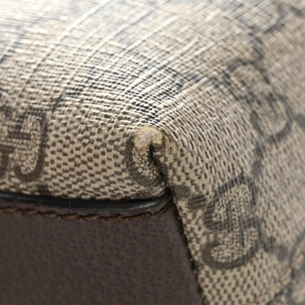 GG Supreme Monogram Textured Dollar Calfskin Web Small Ophidia Dome Shoulder Bag Beige Ebony New Acero