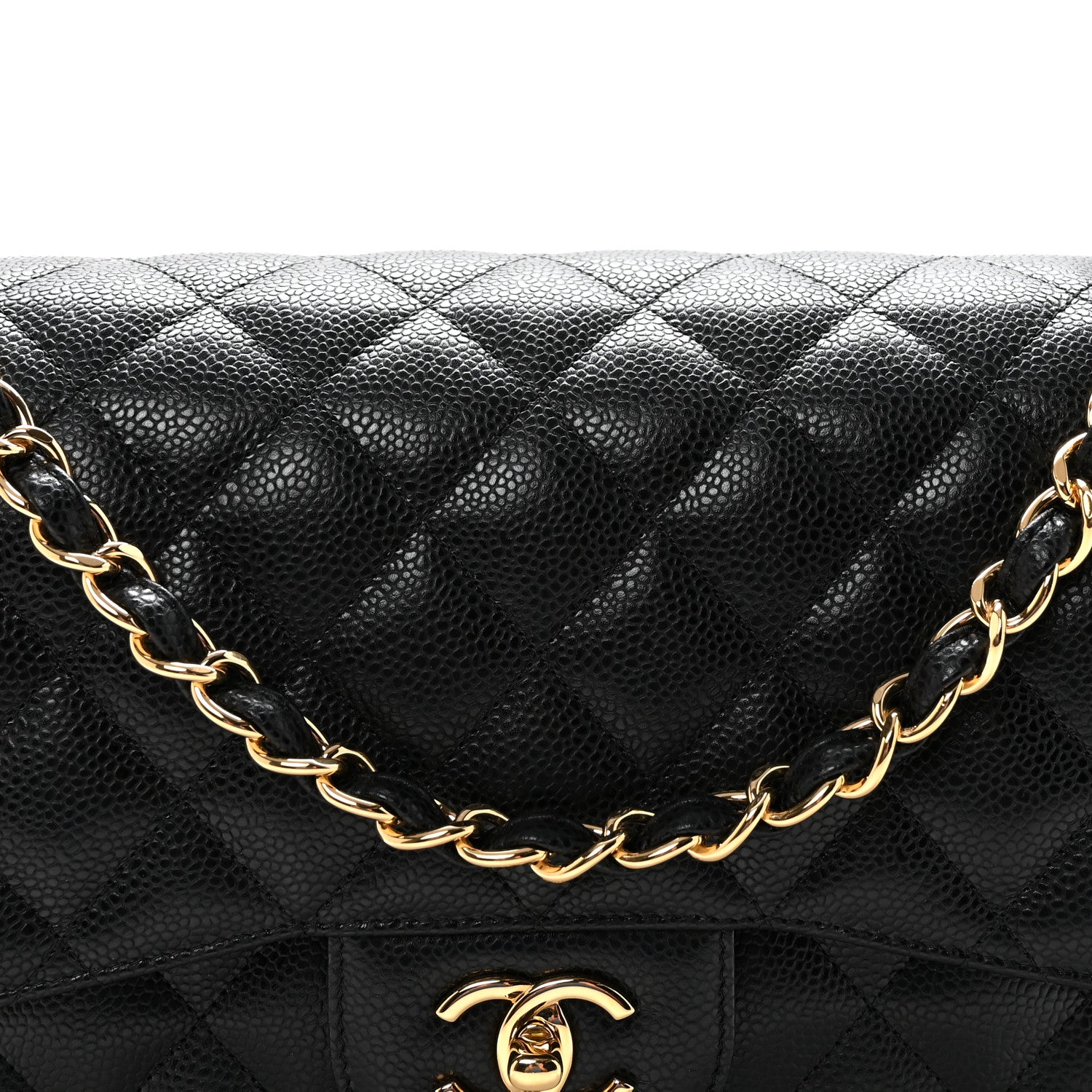 Caviar Quilted Jumbo Double Flap Black