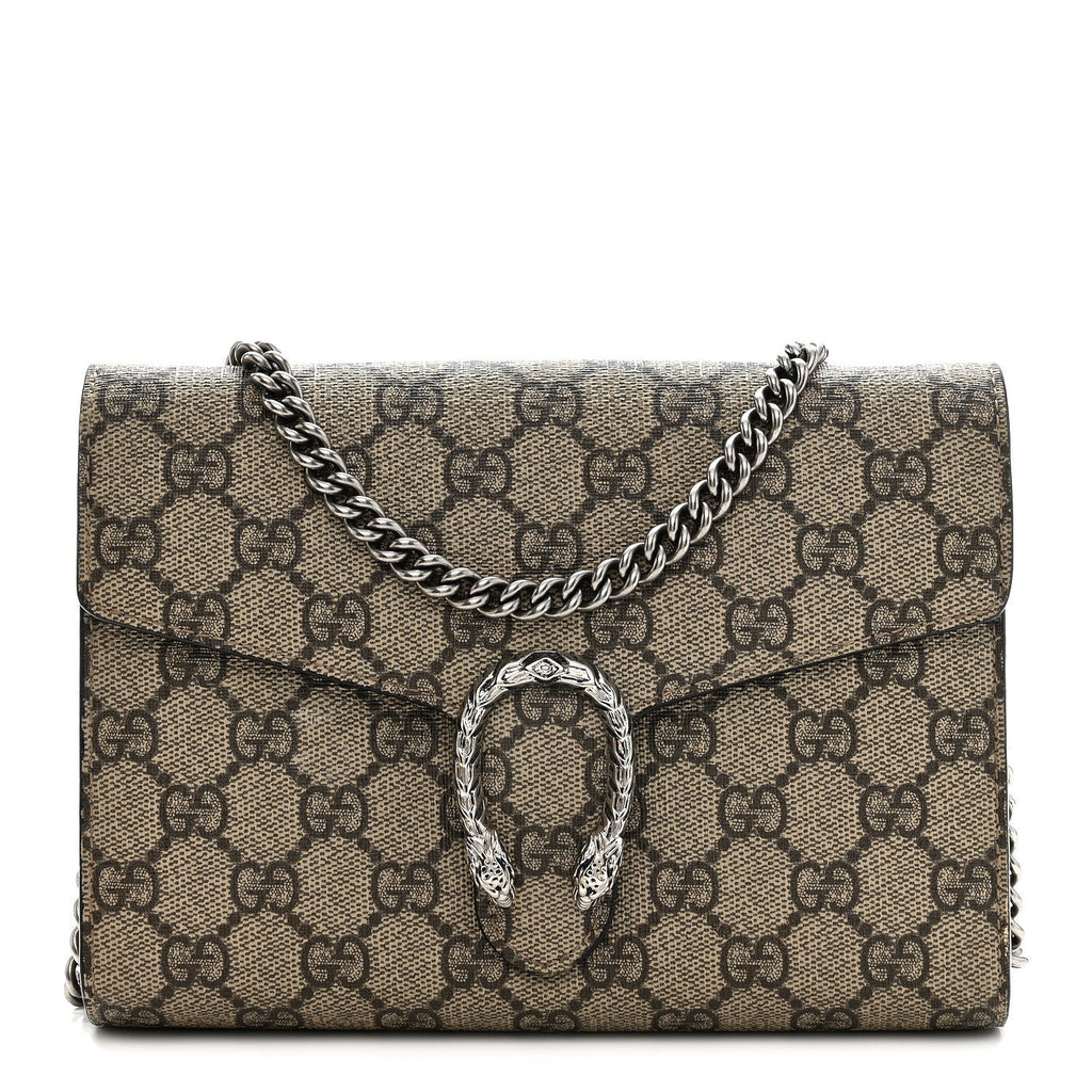 GG Supreme Monogram Mini Dionysus Chain Wallet Beige Taupe