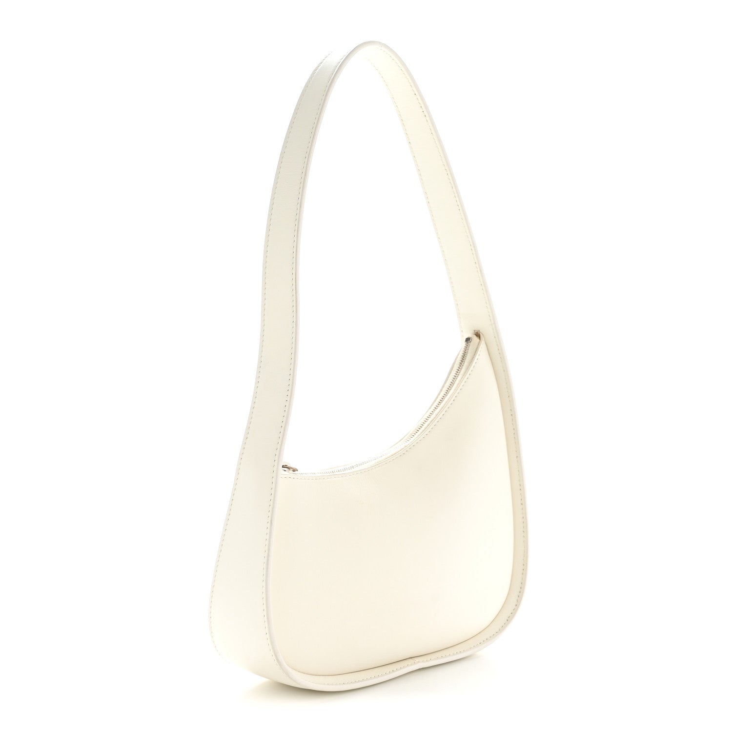 Smooth Calfskin Half Moon Shoulder Bag New Ivory
