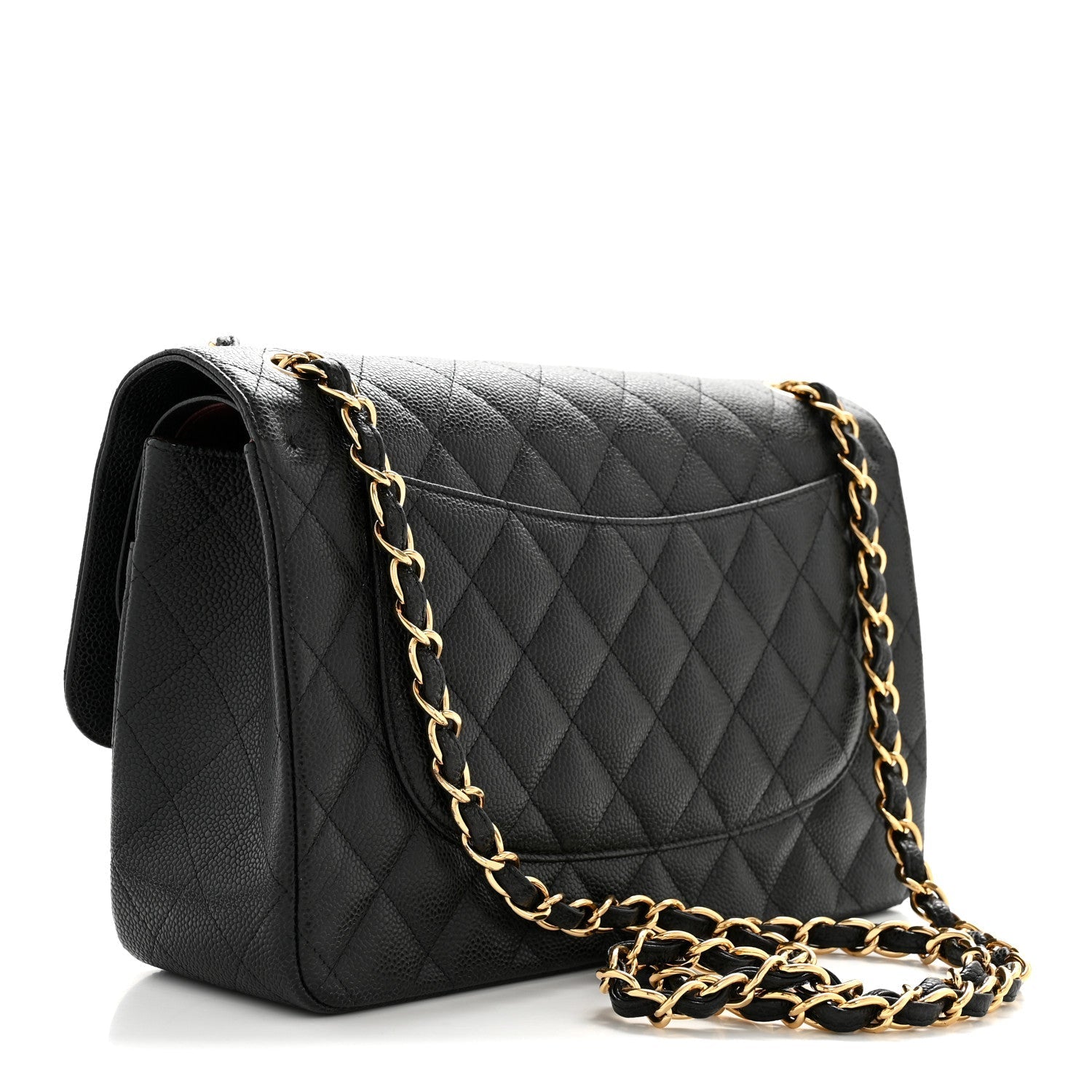 Caviar Quilted Jumbo Double Flap Black