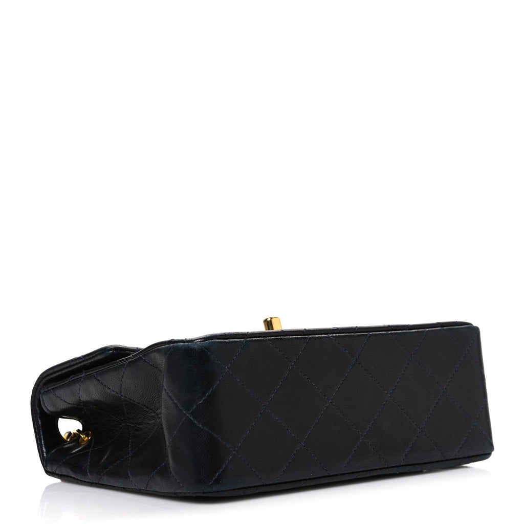 Lambskin Quilted Mini Square Flap Black