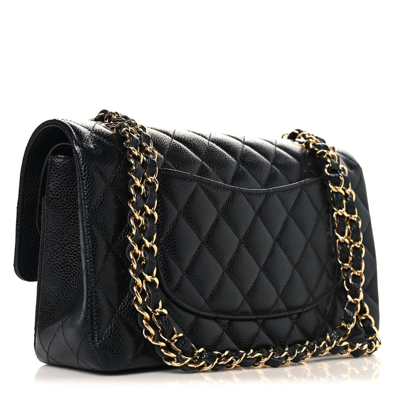 Caviar Quilted Medium Double Flap Black