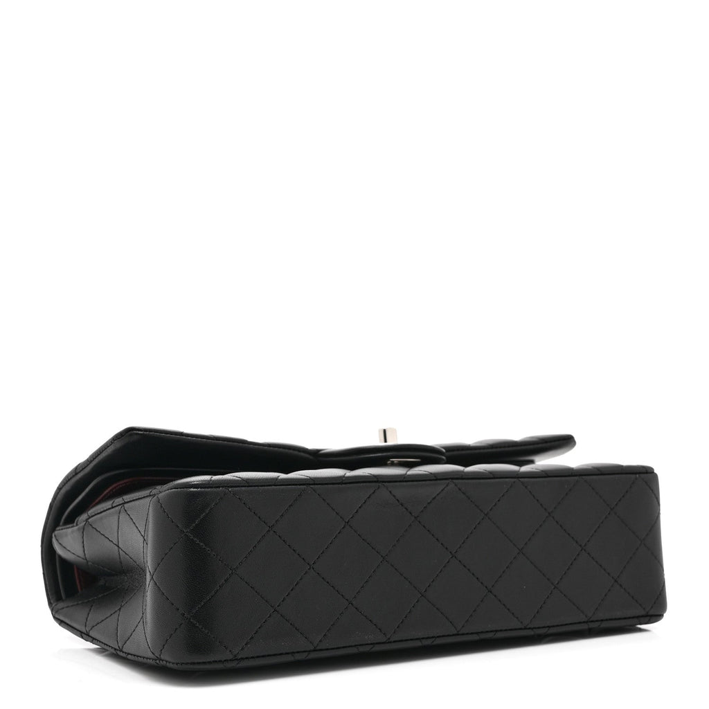 Lambskin Quilted Medium Double Flap Black