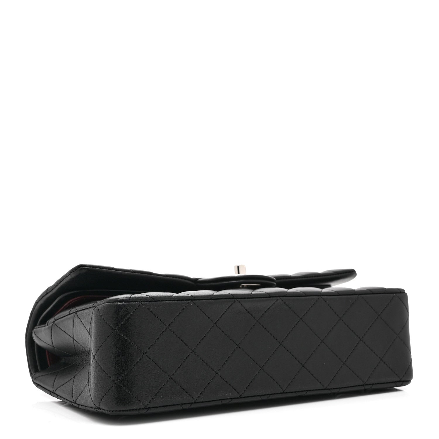 Lambskin Quilted Medium Double Flap Black