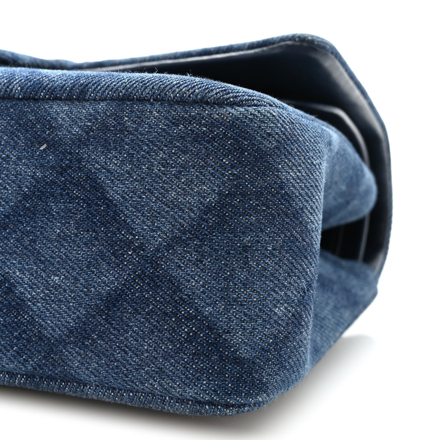 Printed Denim Quilted Small Double Flap Blue