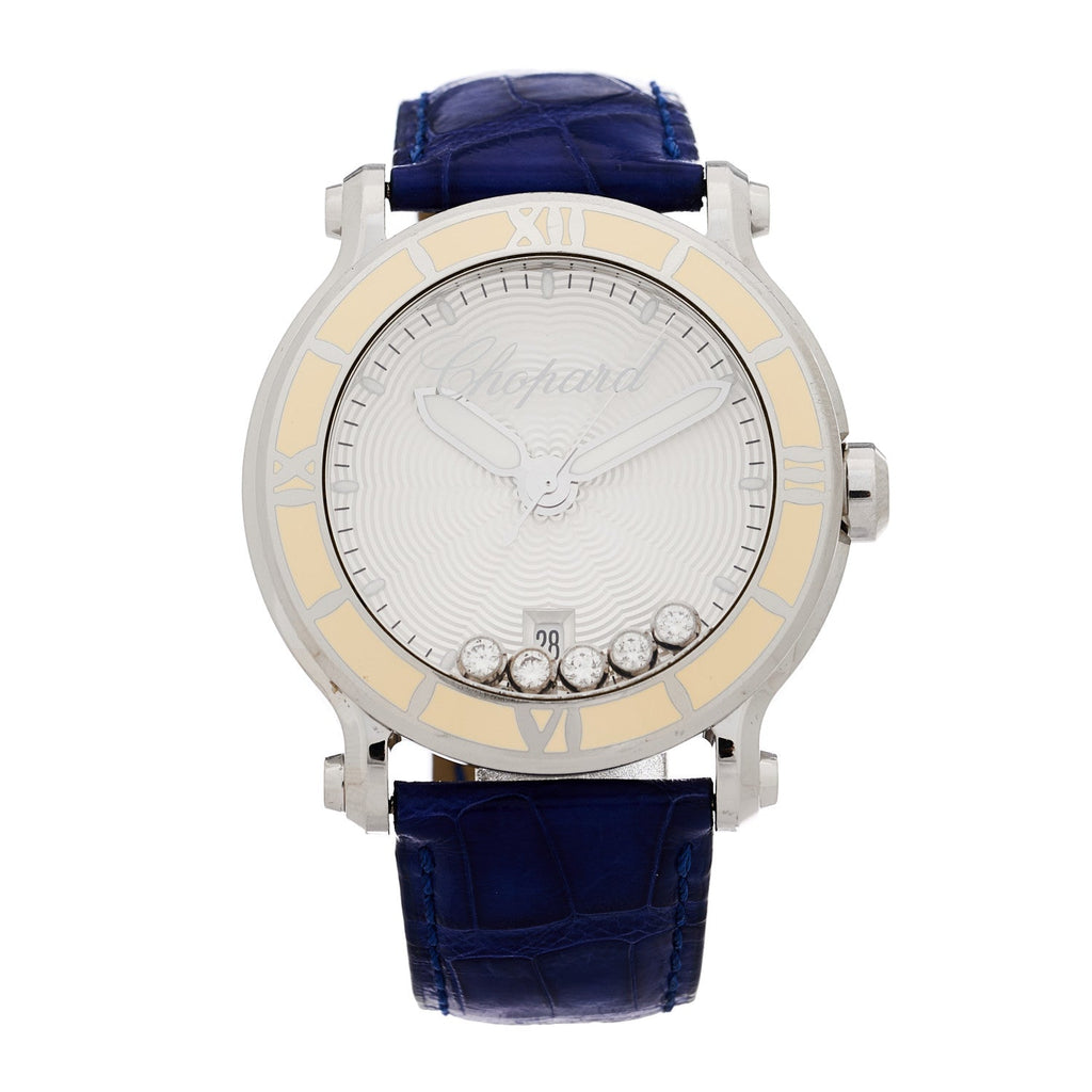 Stainless Steel Alligator 5 Diamond 42mm Happy Sport Quartz Watch