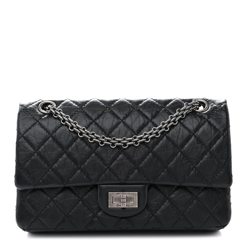 Aged Calfskin Quilted 2.55 Reissue 225 Flap Black
