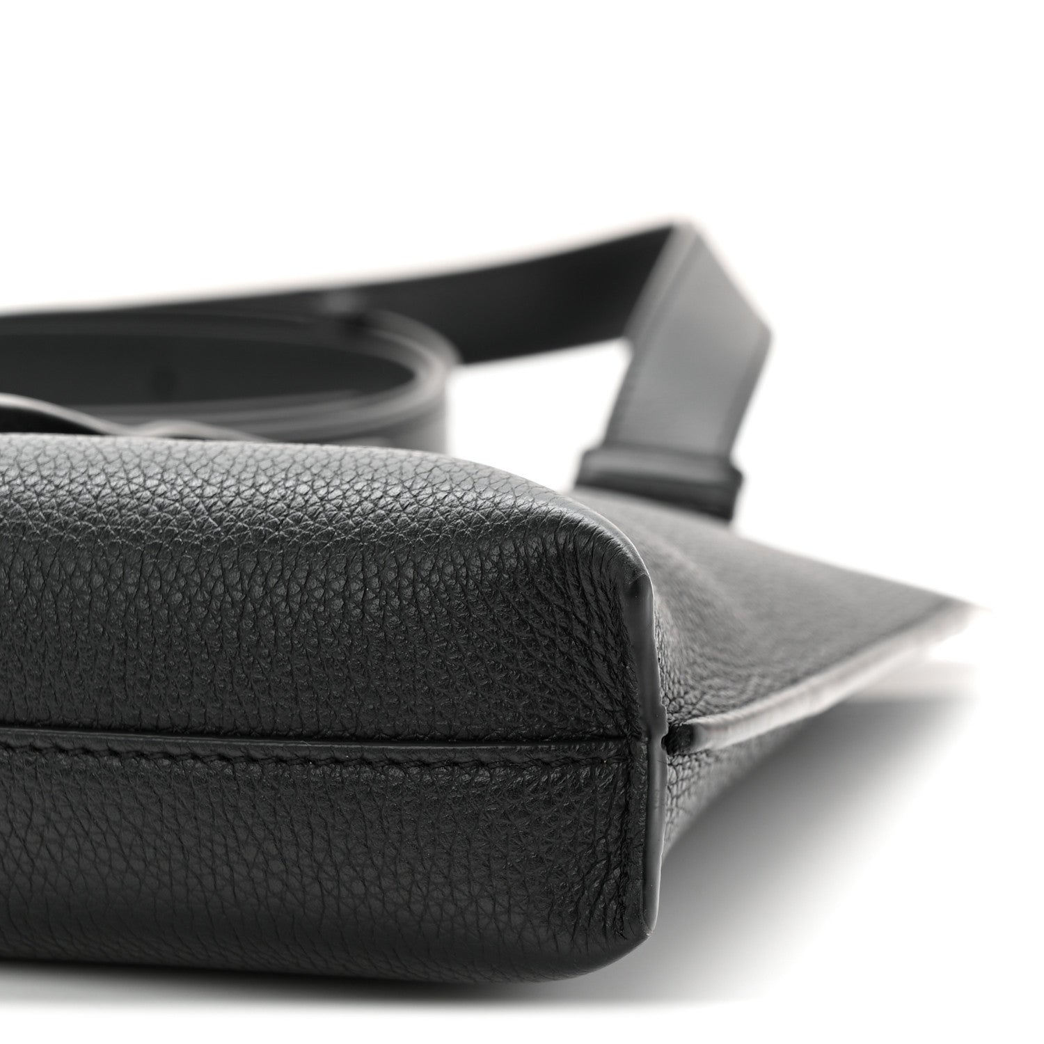Soft Grained Calfskin Vertical T-Pocket Crossbody Bag Black