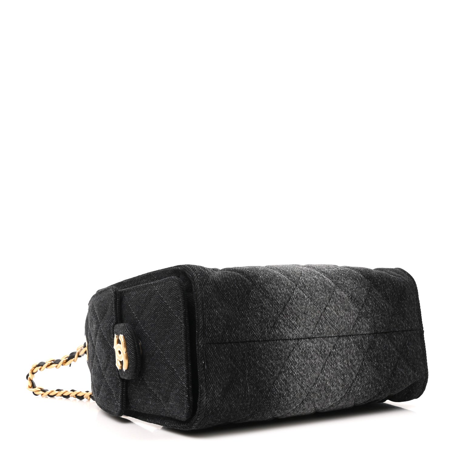 Washed Denim Quilted Mini Chanel 25 Handbag Black