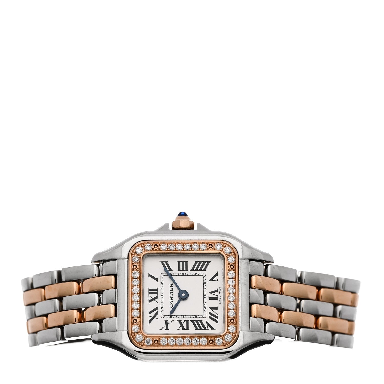 Stainless Steel 18K Pink Gold Diamond 22mm Panthere Quartz Watch