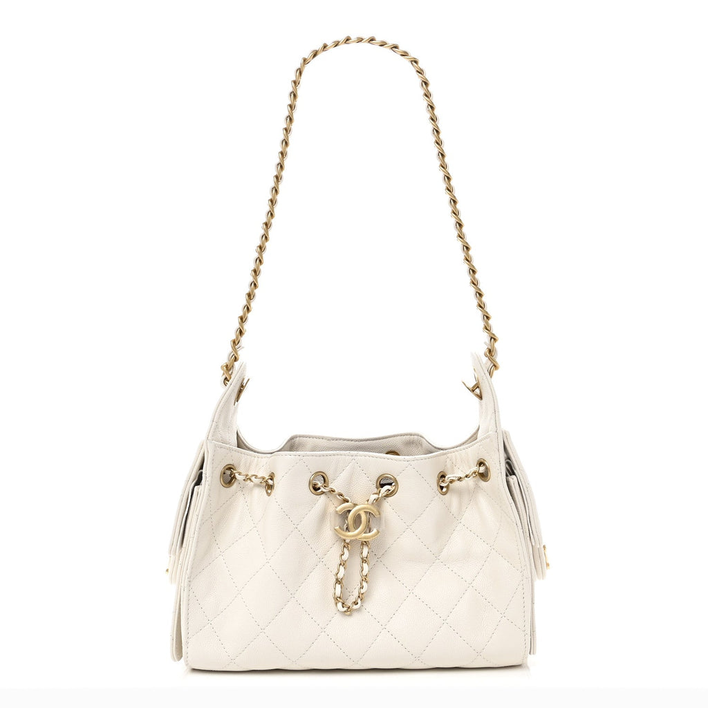 Caviar Quilted Mini Chanel 25 Handbag White