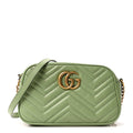Calfskin Matelasse Small GG Marmont Chain Shoulder Bag Salamander Green