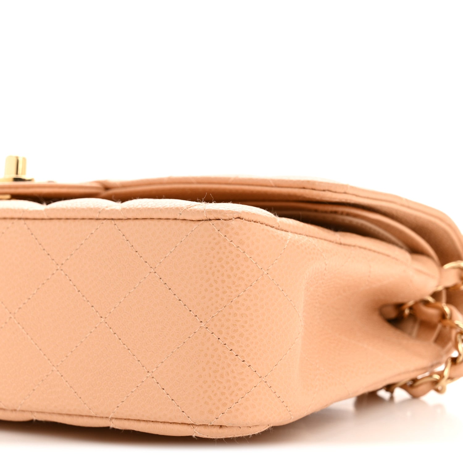 Caviar Quilted Medium Double Flap Beige Clair