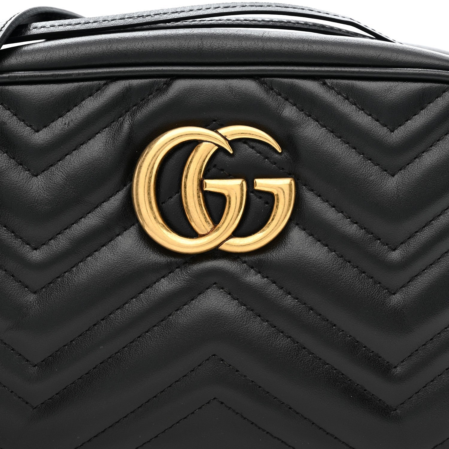 Calfskin Matelasse Small GG Marmont Chain Shoulder Bag Black