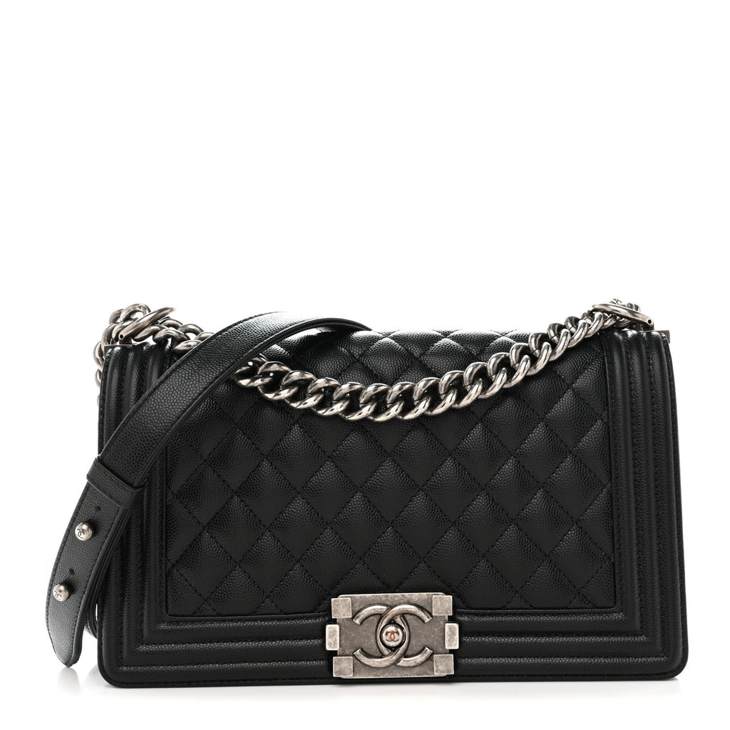 Caviar Quilted Medium Boy Flap Black