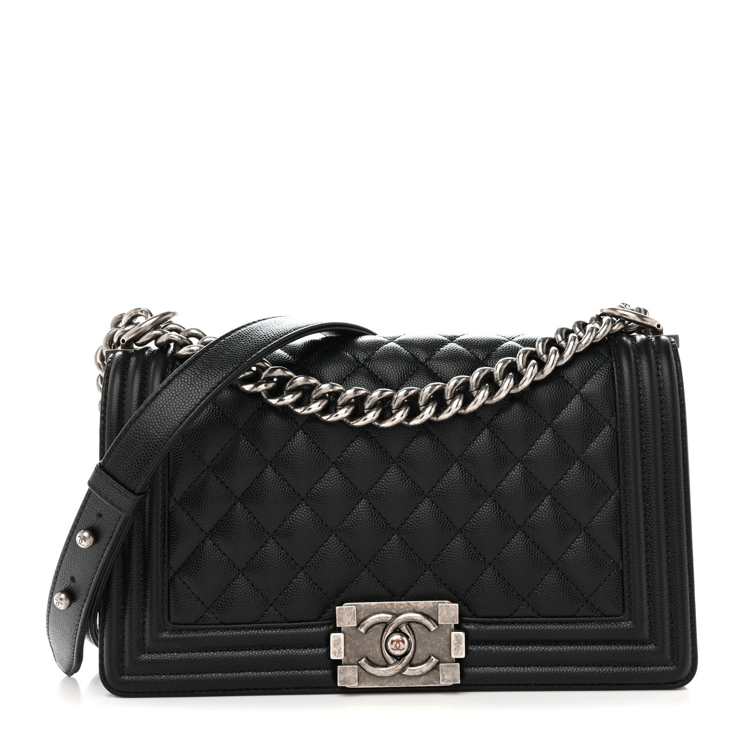 Caviar Quilted Medium Boy Flap Black
