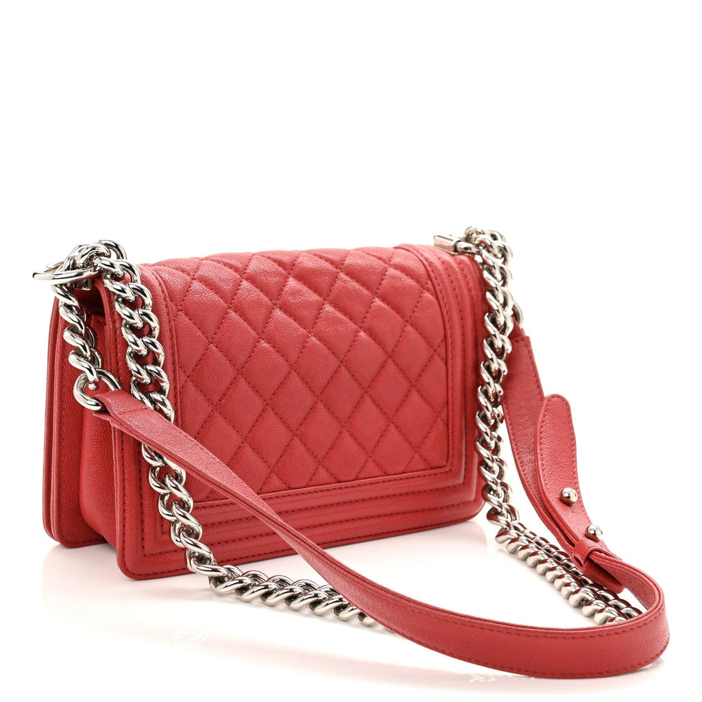 Caviar Quilted Small Boy Flap Red