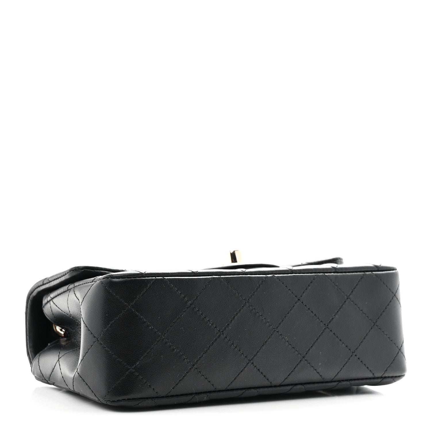 Lambskin Quilted Mini Rectangular Flap Black