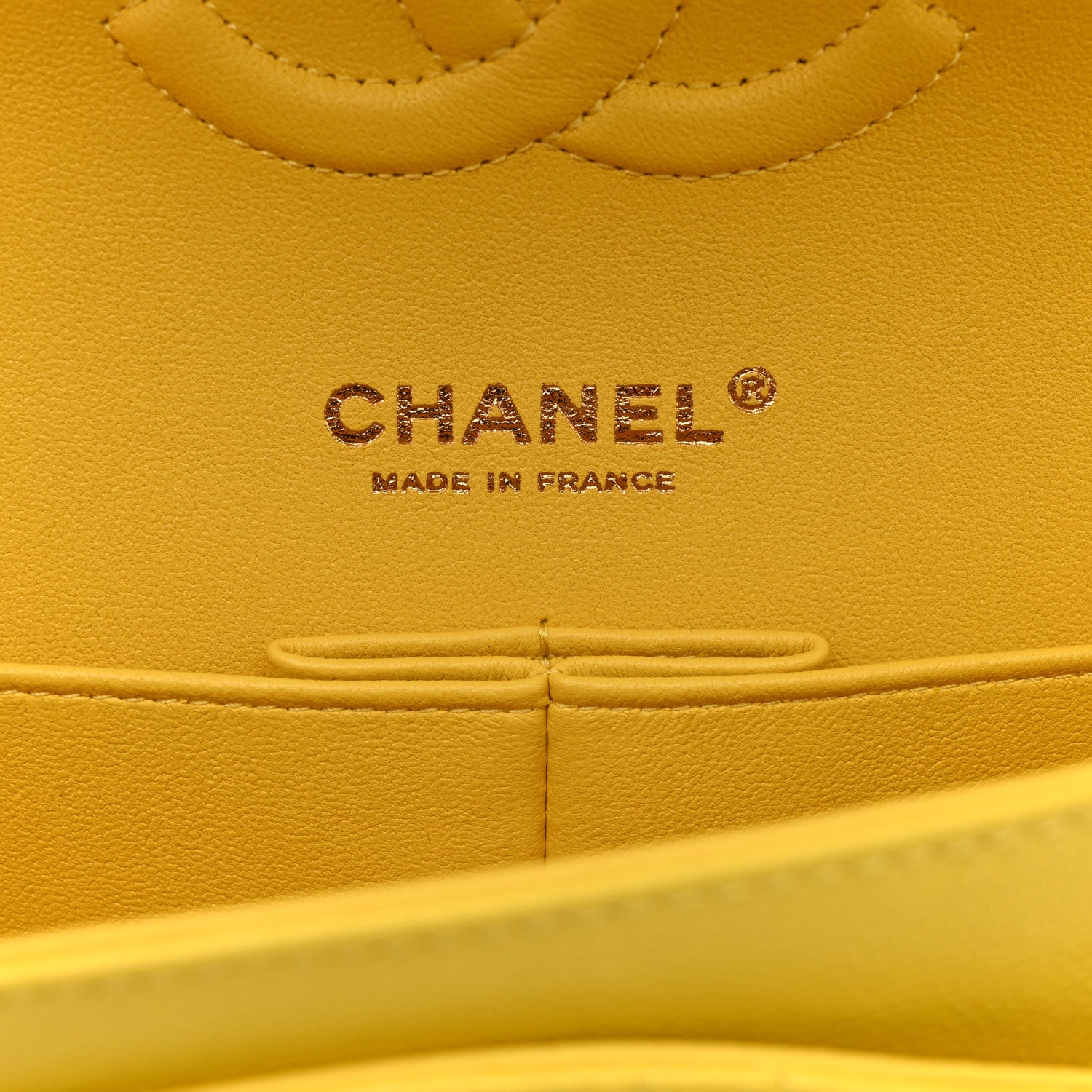 Caviar Quilted Medium Double Flap Yellow