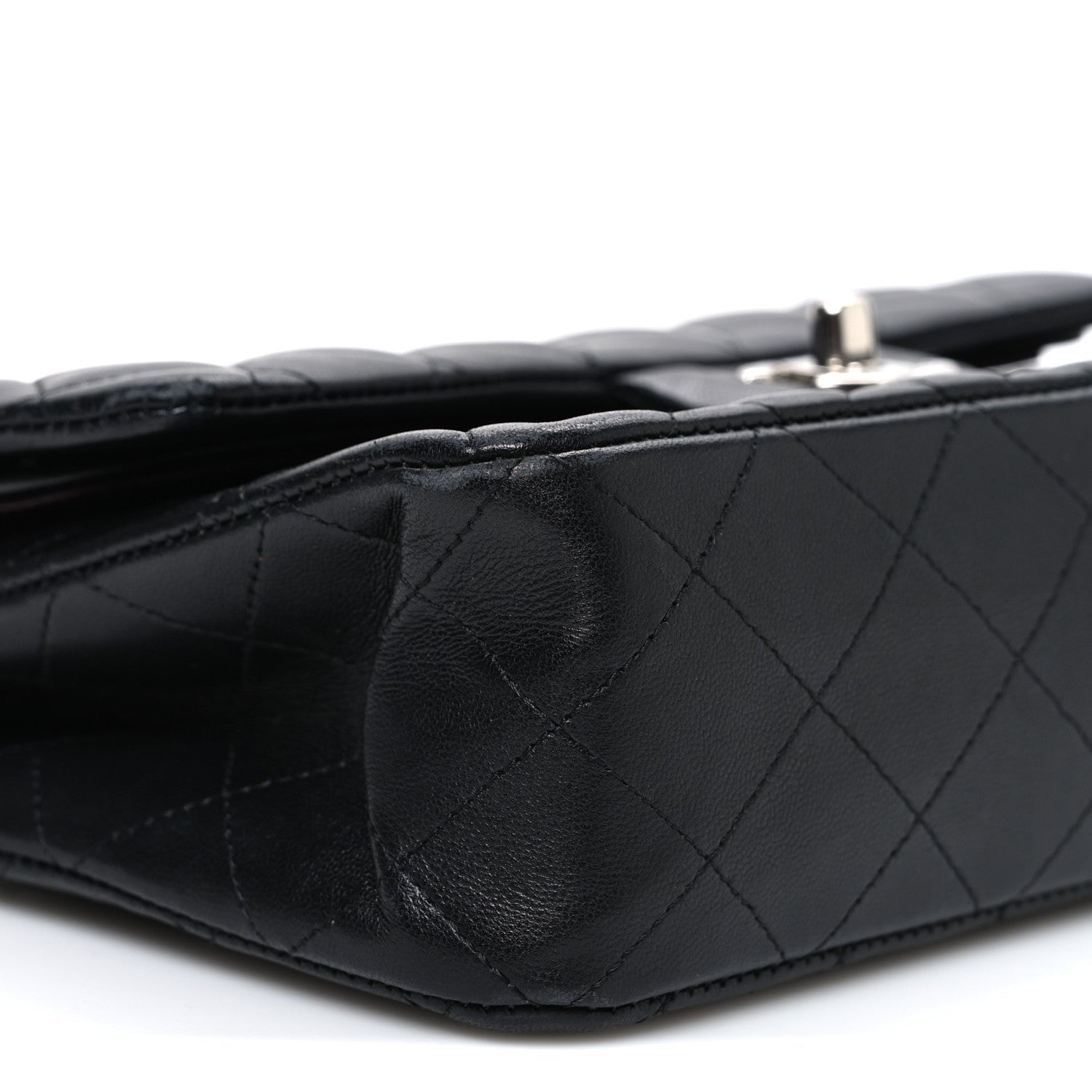 Lambskin Quilted Small Double Flap Black
