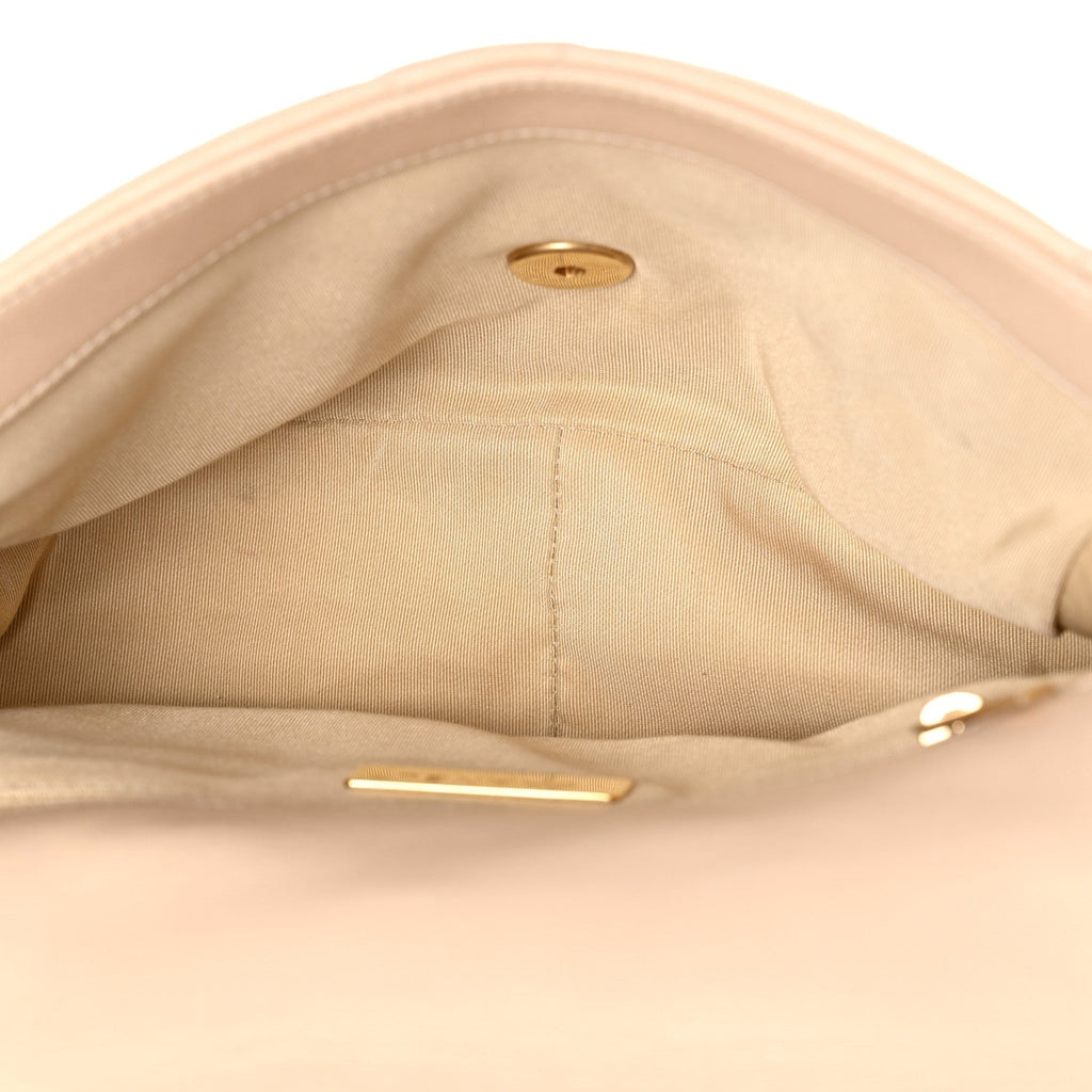 Lambskin Quilted Medium Chanel 19 Flap Beige