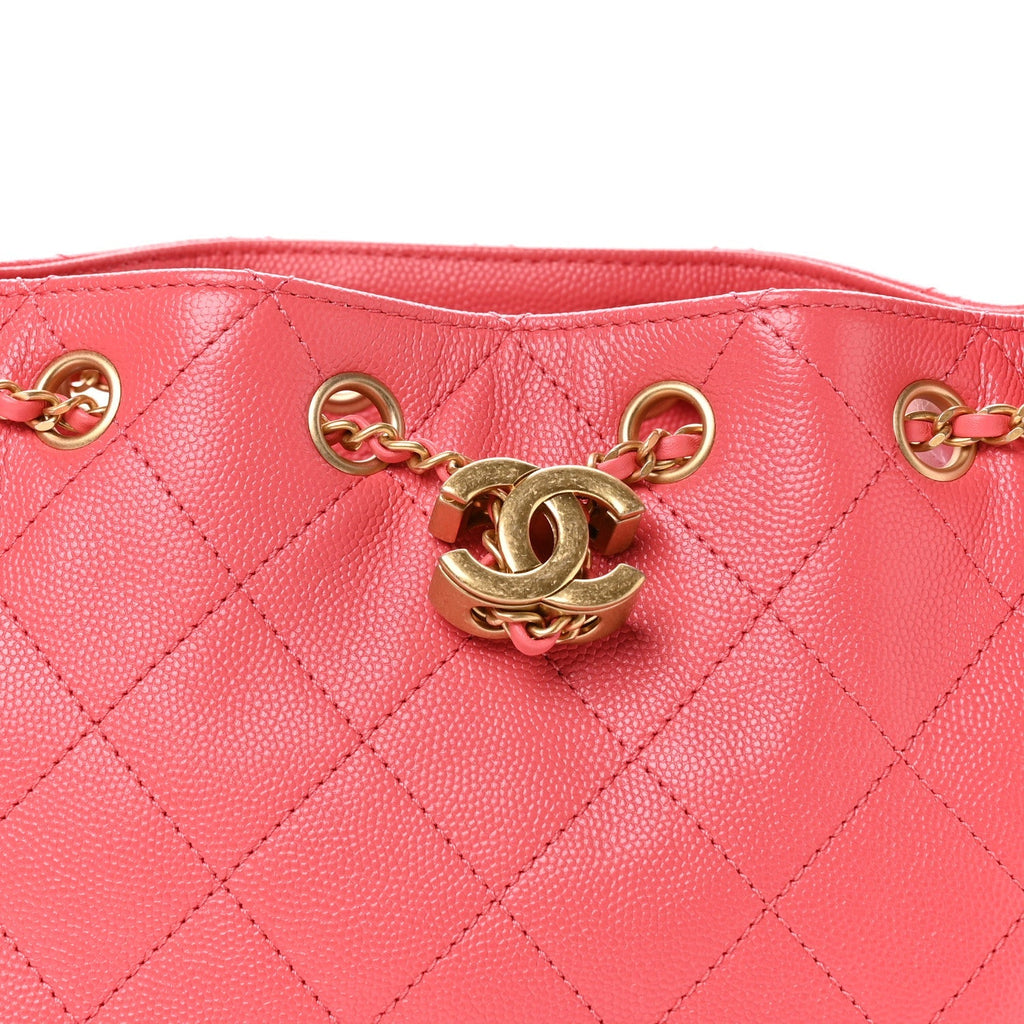 Caviar Quilted Mini Chanel 25 Handbag Coral