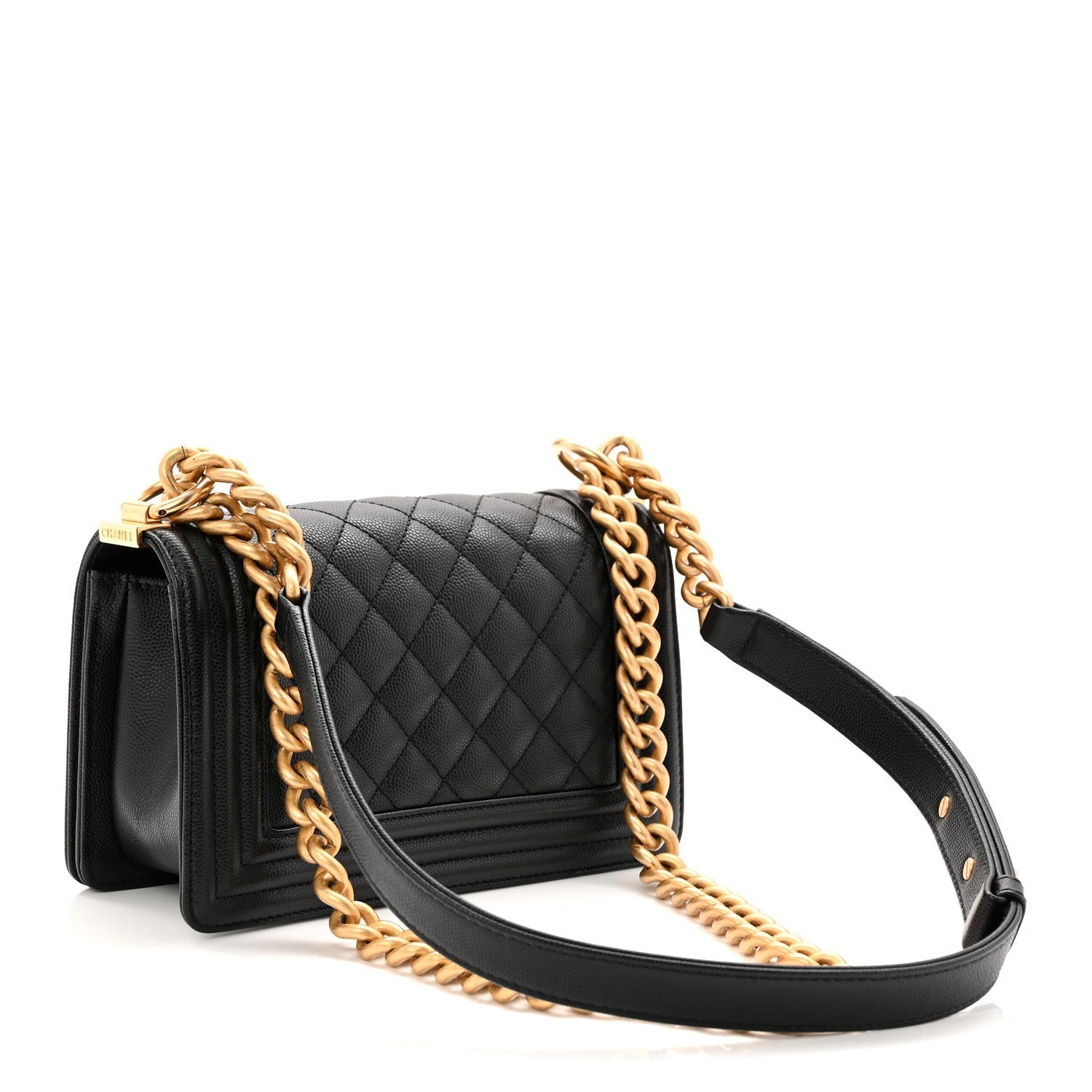 Caviar Quilted Small Boy Flap Black